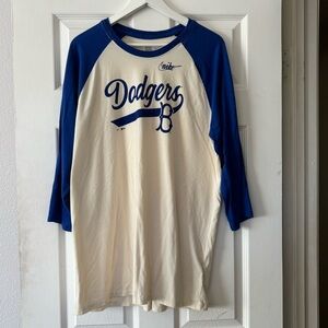 Nike Mens Dodgers Blue and White Raglan Shirt Size XL